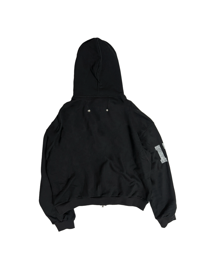 FALLING ANGEL ZIP UP HOODIE - BLACK